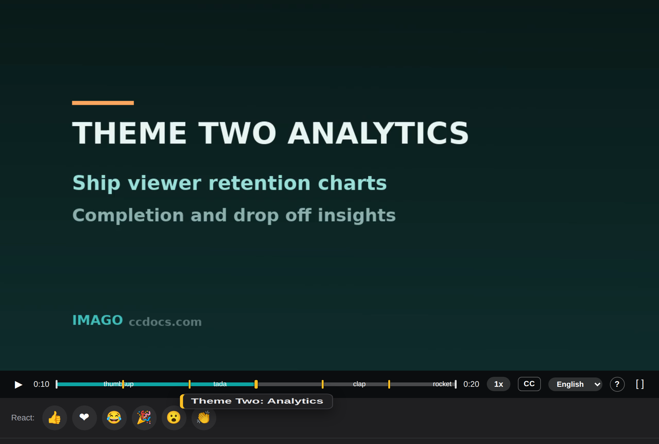 Player scrubber with amber AI-highlight markers and a floating key-moment label, in dark mode.