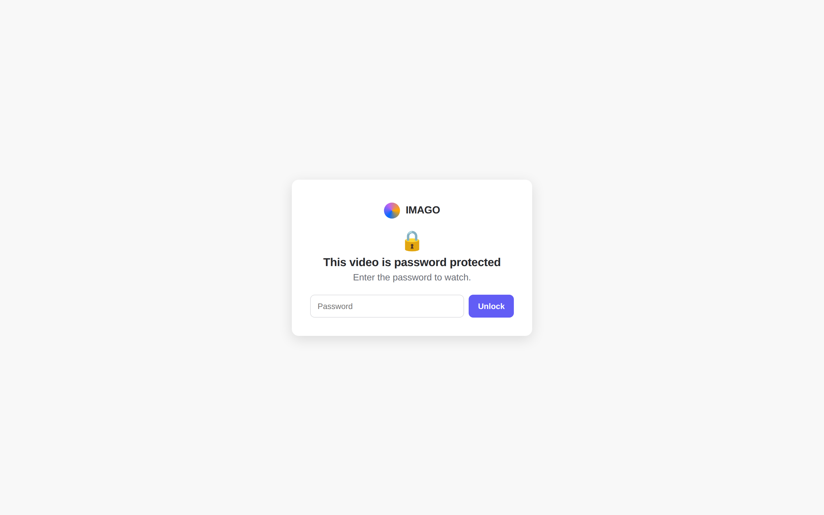 The viewer lock screen a visitor sees for a password-protected video.